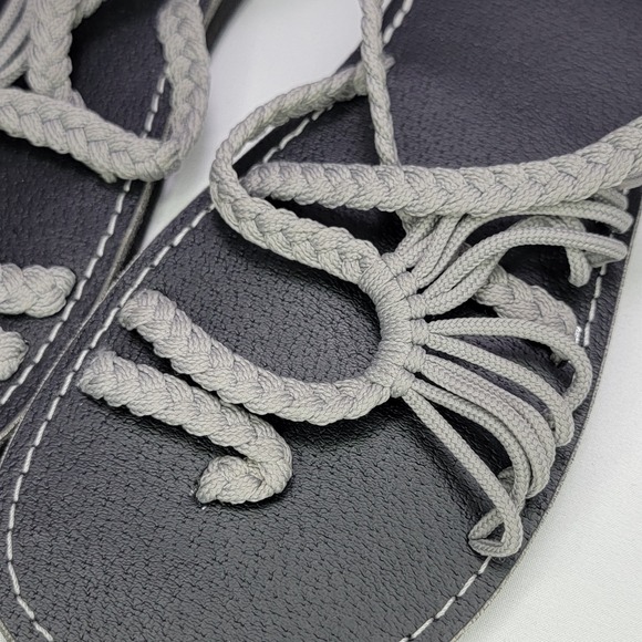 Plaka Palm Leaf Flat Women's Sandals In Urban Grey Size 10 New - Picture 5 of 5